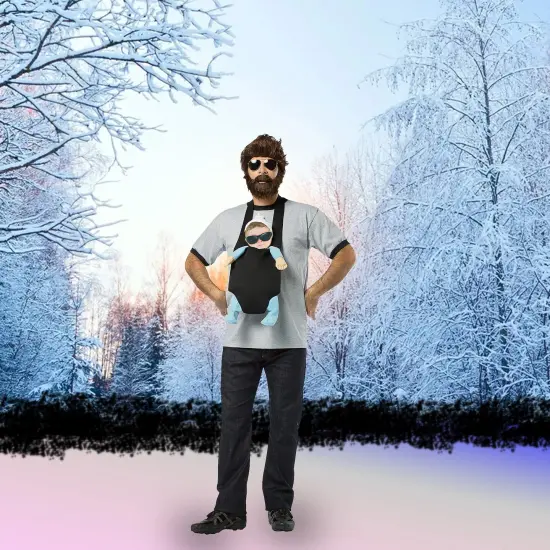 Vegas Aftermath Costume Kit Adult Wig Beard Baby Carrier Glasses {3}