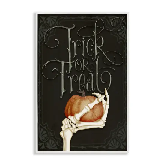 Trick Or Treat Skeleton Hand Framed Giclee Art White {1}