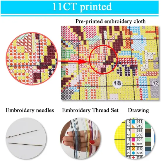 Cow Cross Stitch Kit for Beginners and Adults - 11CT Counted {3}