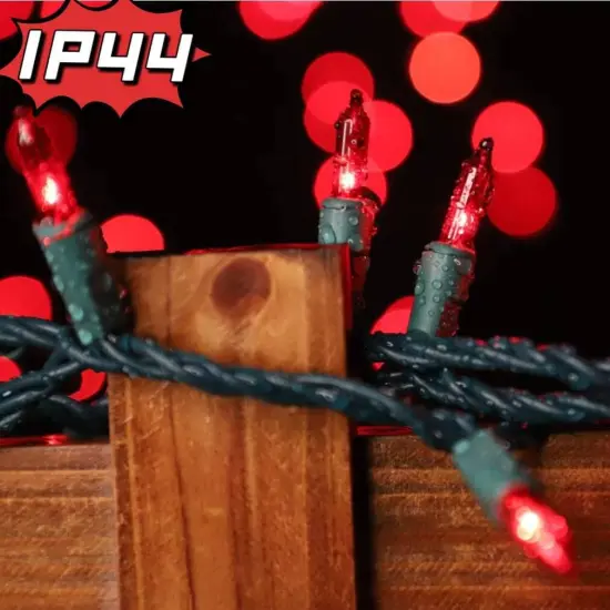 100Lights 19.6ft Super-Bright Extendable Red Christmas Lights Decoration {4}