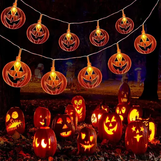 Halloween Pumpkin String Lights - 15Ft 30 LED {1}