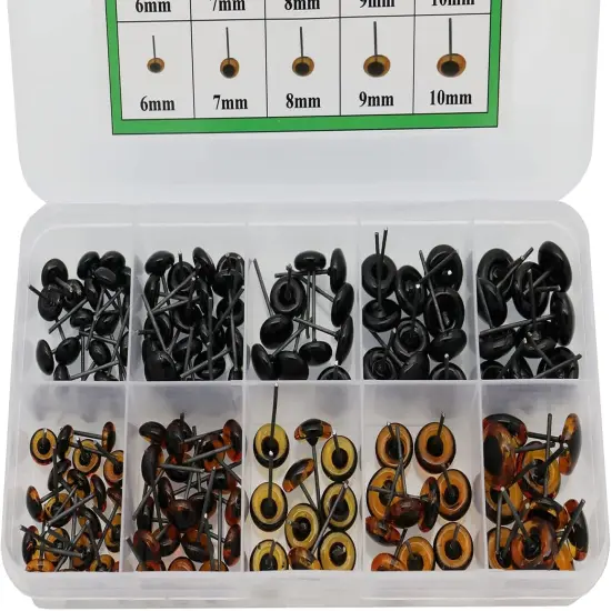 140Pcs Needle Felting Eyes - 6-10mm (Amber with Black) {4}