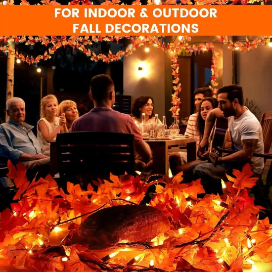 Fall Garland with 35 Orange Bulbs - Orange-Maple Pumpkin {5}