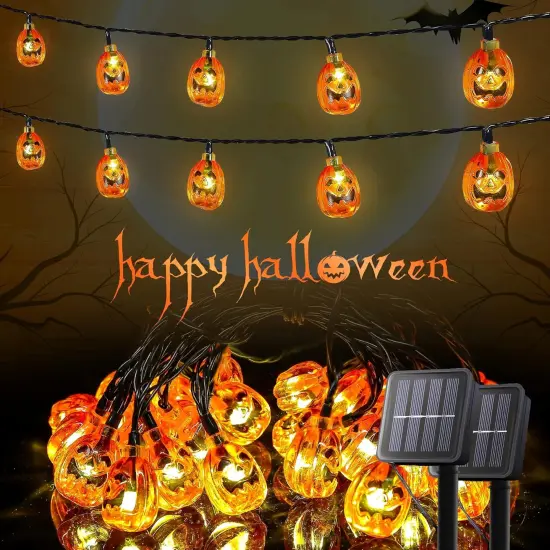 30 LED Pumpkin Lantern String Lights - 2PACK,PUMPKIN {1}