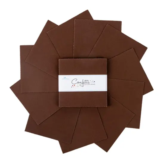 Confetti Cotton 5" Square Pack (Charm Pack / 5" Stacker) in Brownie byfor Riley Blake (5-120-BROWNIE-42) {3}