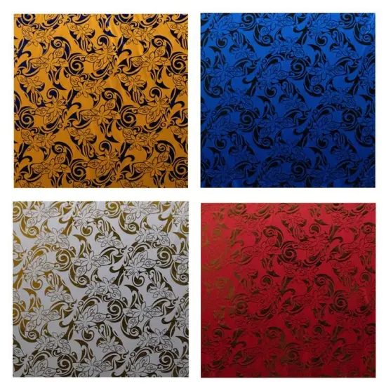 1 Yard Tiare Swirls Polyester Foil Fabric, 36in L x 60in W Durable Polyester Material for Craft & Apparel Black/Red {2}