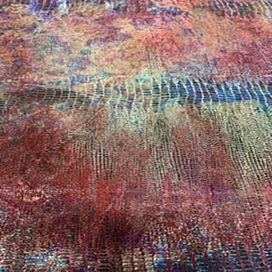 1 Yard Stretch Tie Dye Lizard Skin Velvet Multi Foil Fabric 60 Inches Width Brown Red {6}