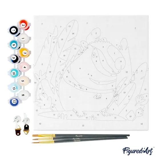 Figured'Art Mini Paint by Numbers Kit for Adults with Frame Tropical Capybara Small format 8"x8" - Craft Art Painting DIY Canvas Already Stretched on a Wooden Frame {4}