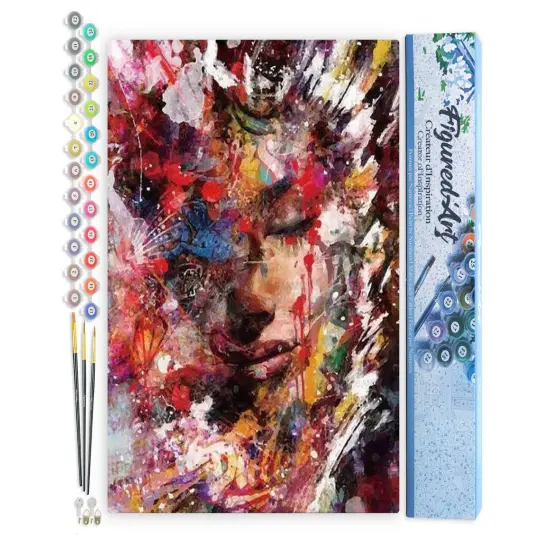 Figured'Art Paint by Numbers Kit for Adults Abstract Female Face 16"x20" - Craft Art Painting DIY Kit Rolled Canvas without frame {1}