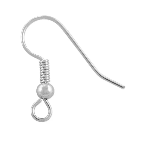 JewelrySupply French Hook Wires with Bead & Spring Silver Plated (10-Pcs) {2}