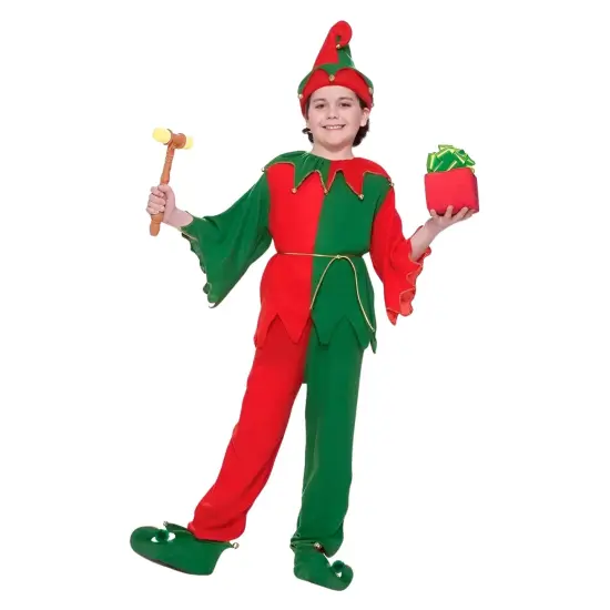 Santa's Elf Costume With Jingle Bells Child {1}