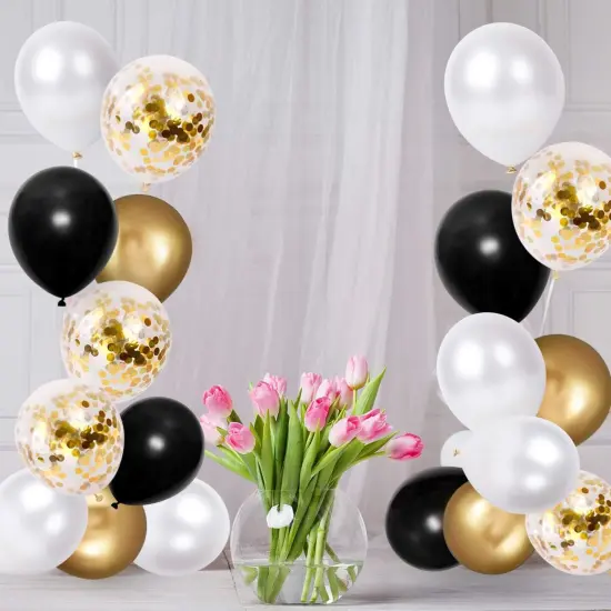 12 inch Black Latex Balloons, 60 pcs Thick Black Balloons for Party Decorations {3}