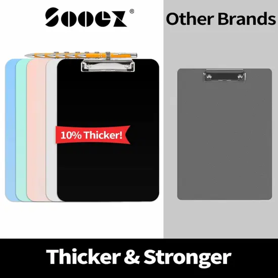 Plastic Clipboard with Pen Holder, [10% Thicker] Clip Boards 8.5x11 with Low Profile Clip, Cute Hanging Clipboard, Standard Letter Size A4 for Women Kid Teacher, Office & School Supplies, Black {2}