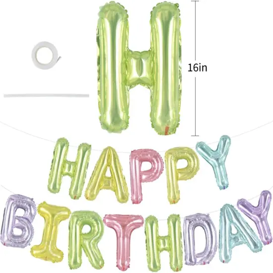 Happy Birthday Balloons Banner 16 Inch Mylar Foil Letters Birthday Sign Bunting for Girls Boys Kids & Adults Birthday Decorations and Party Supplies（Different Color） {2}
