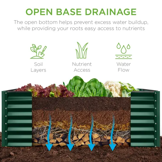 Best Choice Products 4x2x2ft Outdoor Metal Raised Garden Bed, Planter Box for Vegetables, Flowers, Herbs Dark Green {4}
