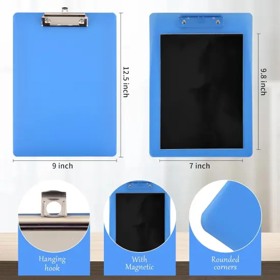 4 Pieces Blue Magnetic Clipboards Clip Board with Low Profile Letter Size Clipboards 9X 12.5 Inch Standard Clip for Refrigerator Office Home Classroom Factory {2}