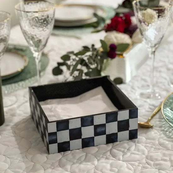 Chic Checkered Napkin Holder {1}