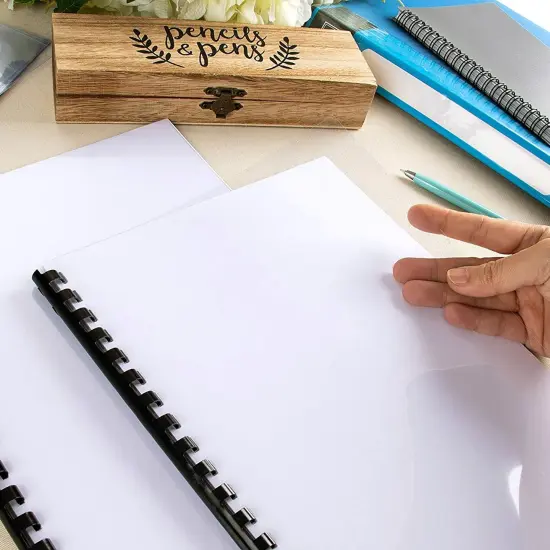 100 Pack Clear Presentation Covers for Binding, Letter Size 10 Mil Plastic Sheets for Reports, Presentations, Awards, Books (8.5 x 11 In) {3}