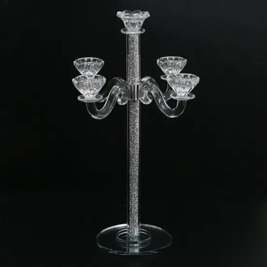Tall Crystal Candelabra 5 Arms Gold/Silver {1}