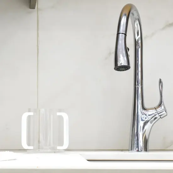 Lucite Clear Wash Cup with White Handles {3}