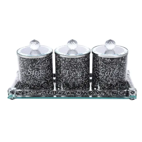 Crystal Coffee and Tea Set with Crushed Gemstones {3}