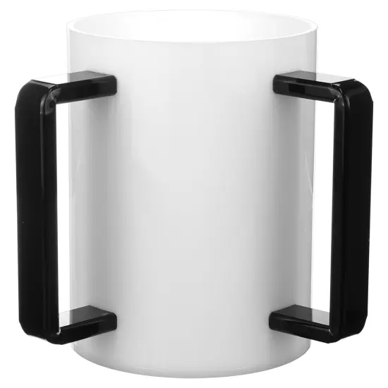 Lucite Wash Cup White With Black Handle {1}