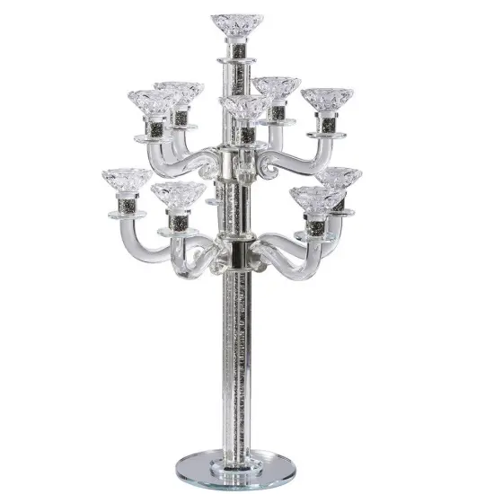 Crystal Candelabra with Mirrored Base 11 Arms Gold Silver {2}
