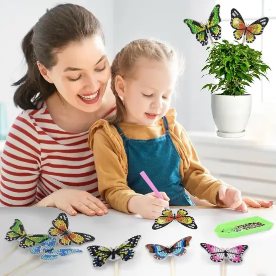 8 Pcs Butterfly Diamond Art Kits for Adults, Diamond Painting Kits for Outdoor Decor, Garden Porch Balcony Yard Decorations Arts and Crafts for Outside {4}