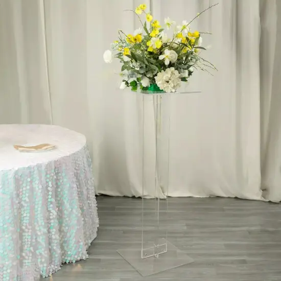 46" Clear Acrylic Flower Display Stand Square Top and Base Party Decorations {6}