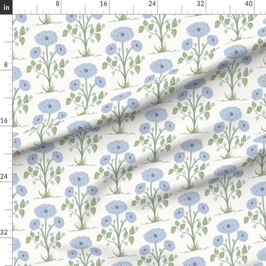 Various Fabrics by the Yard or Fat Quarter Blue Cottage Floral Spring Garden Mum Botanical Traditional Blooms Farmhouse Flowers Custom Printed Fabric by Spoonflower {1}