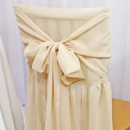 1 Piece Chiffon Chiavari Chair Cover With Sash Champagne {3}