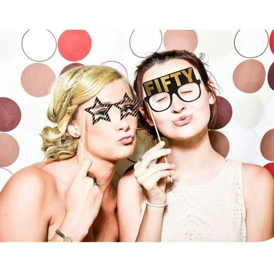 50th Birthday Photo Booth Props - 60-Pack Birthday Party Supplies, Selfie Props, Party Favors for Cocktail Parties, Black and Gold {3}