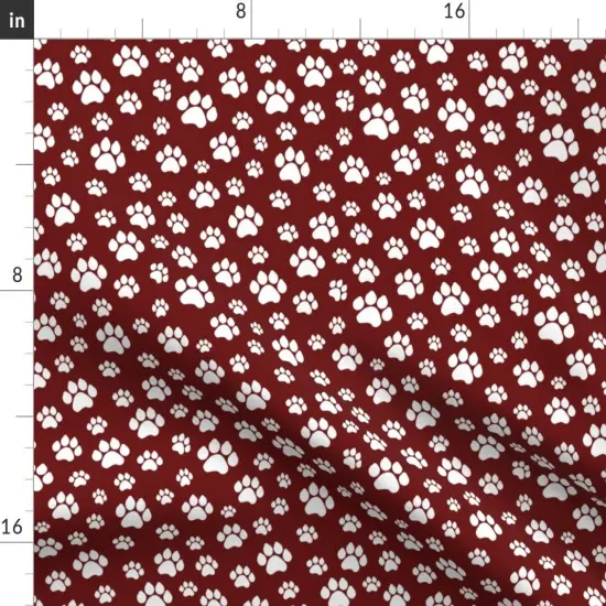 Various Fabrics by the Yard or Fat Quarter Paw Prints, Maroon, Dark Red, Dog, Rescue, Adopt, Puppy, Pet Custom Printed Fabric by Spoonflower {2}