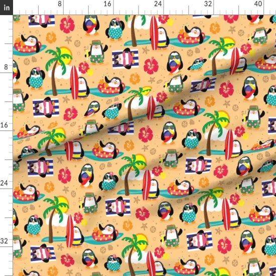 Various Fabrics by the Yard or Fat Quarter Penguin, Island Paradise, Tropical, Animal, Beach, Sand, Ocean, Vacation, Zoo, Kids, , Nursery, Gender Neutral Custom Printed Fabric by Spoonflower {1}