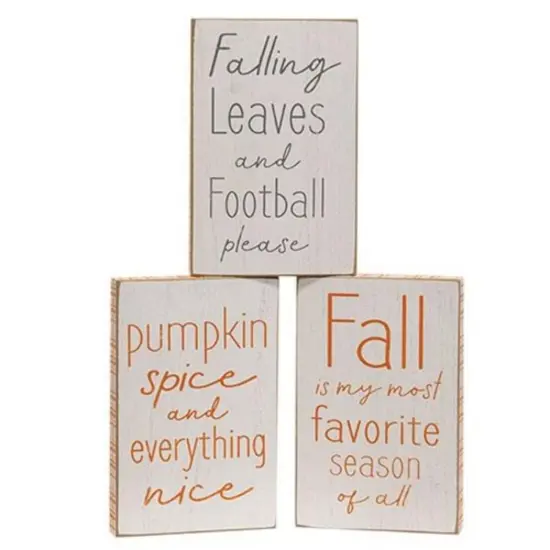 Fall is My Favorite Season Distressed Wooden Block 3 Asstd. {1}