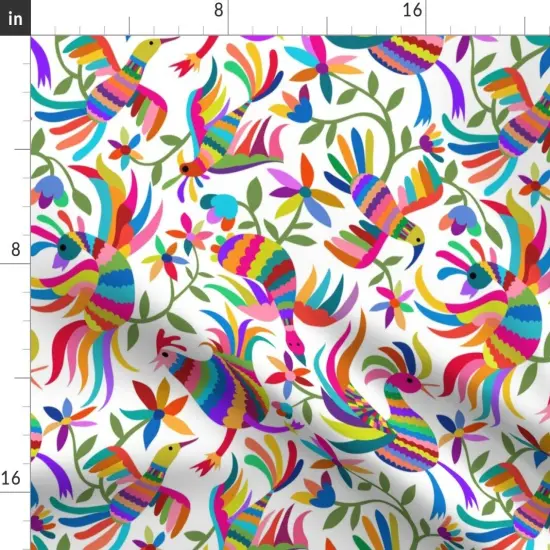 Various Fabrics by the Yard or Fat Quarter Otomi Pinata Mexican Folk Art Chicken Birds Fiesta Animals By Air Custom Printed Fabric by Spoonflower {2}