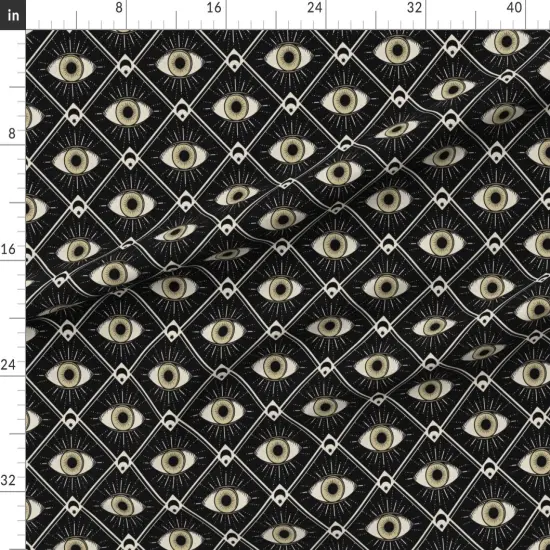 Various Fabrics by the Yard or Fat Quarter Mystic Geometric On Black Art Deco Witchy Gothic Custom Printed Fabric by Spoonflower {1}