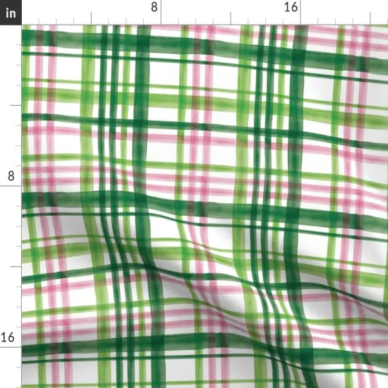 Various Fabrics by the Yard or Fat Quarter Irish Plaid Watercolor Pink Patricks Day Green Cute Trendy Custom Printed Fabric by Spoonflower {2}