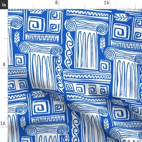 Various Fabrics by the Yard or Fat Quarter Greek Columns Greek Key Architecture Doodle City Life Blue Ancient Greece Custom Printed Fabric by Spoonflower {2}