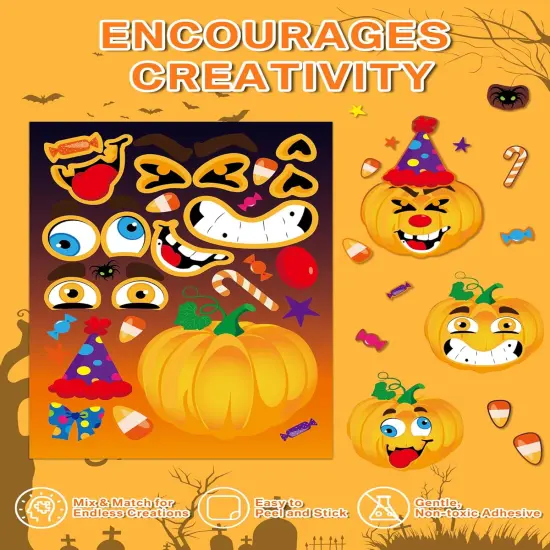 32 Pumpkin Make-A-Face Stickers {3}