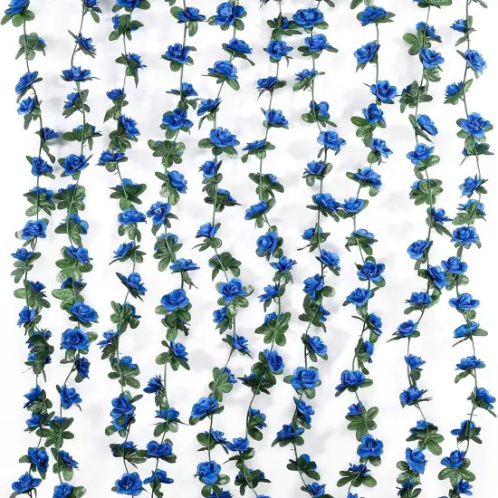 5pack Artificial Rose Rattan Garland Fake Rose Vine Hanging Rose Ivy Navy Blue Flowers Home Hotel Office Wedding Party Garden Craft Art Decoration {1}