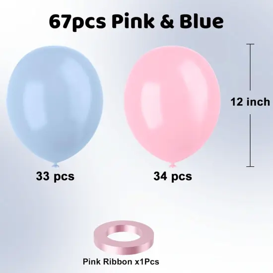 Pink and Blue Latex Balloons, 67 12 Inch Pink Blue Gender Reveal Balloons {4}