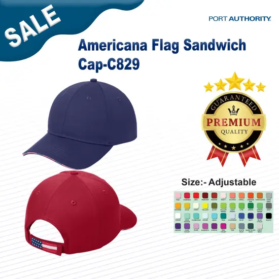 Port Authority&reg; Americana Flag Sandwich Cap Oyster {3}
