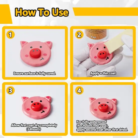 Air Dry Clay Glaze, Clay Varnish for Air Dry Clay/Polymer Clay Sealer, ResinCrete, Varnish for Pottery&Acrylic Paint, Waterproof & Stain Resistant, Design for Air Dry Clay Pottery (Clear Matte, 6OZ) {8}