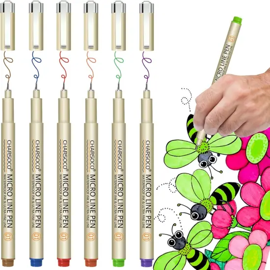 Micro Pen, Fine Point Pen with 6 Colors, Waterproof Archival Ink, 0.25mm Fineliner Ink Pens for Artist Illustration, Sketching, Anime, Manga, Technical Drawing and Scrapbooking {1}