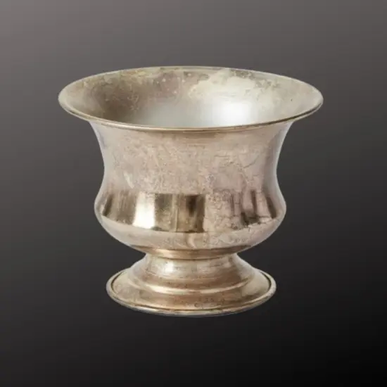 Champagne Metal Urn Vase – 6.25"x5" Pedestal Floral Container for Wedding Centerpieces & Arrangements-72140.00 {2}