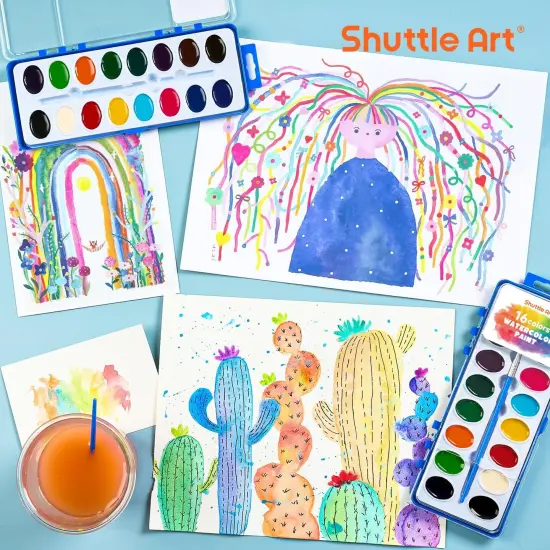 16 Colors Watercolor Paint Set Bulk, Pack of 24, Watercolor Paint Set with Paint Brushes for Kids and Adults, Washable Paint for Classroom, Parties, Kindergarten and Art Activities {4}