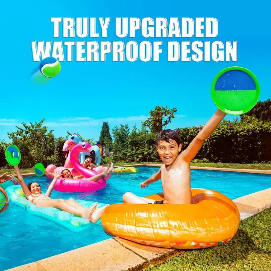 Summer Upgraded Toss and Catch Ball Game Set - Indoor and Outdoor Games for Kids 3-12, Beach Sand Pool Water Toy Includes 4 Paddles 4 Sticky Balls, Great Birthday Easter Gifts for Boys Girls {2}