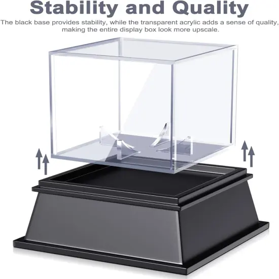2 Pack Acrylic Baseball Display Case with Sleek Base, Dustproof UV Protected Baseball Case, Transparent Baseball Holder Display Case for Signed Balls Memorabilia, Black {3}