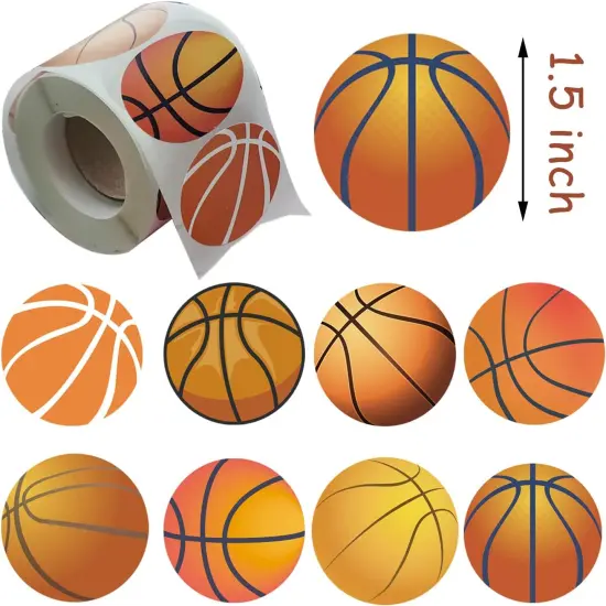 500 Pieces Basketball Party Decorations Labels Roll Stickers - Basketball Sport Party Supplies Decor Favors Jar Containers Letter DIY Sticker Labels Decals {2}